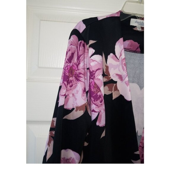 Charlotte Russe floral blazer jacket ruched sleeves size Large - Picture 4 of 6